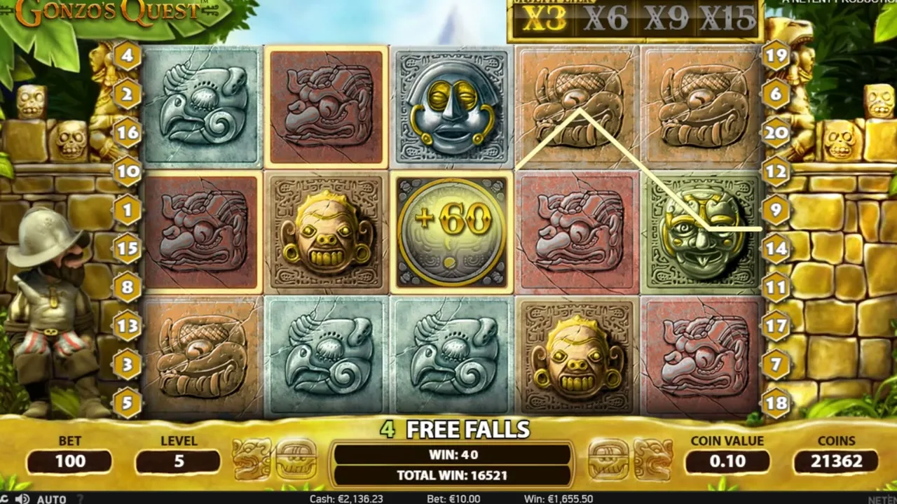 Gonzo's Quest, tragaperras en casino con licencia
